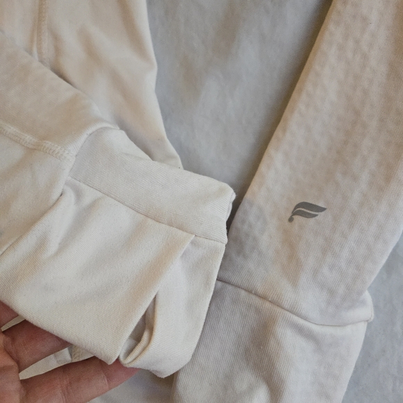 Fabletics Tech Knit Bone White Full Zip Hoodie - Picture 5 of 12